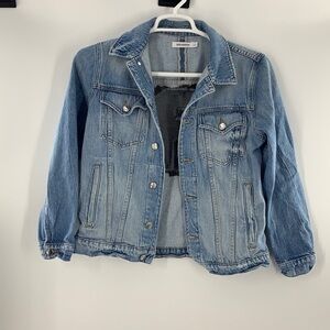 Good American distressed Jean jacket “R” on back in mesh Good used Condition